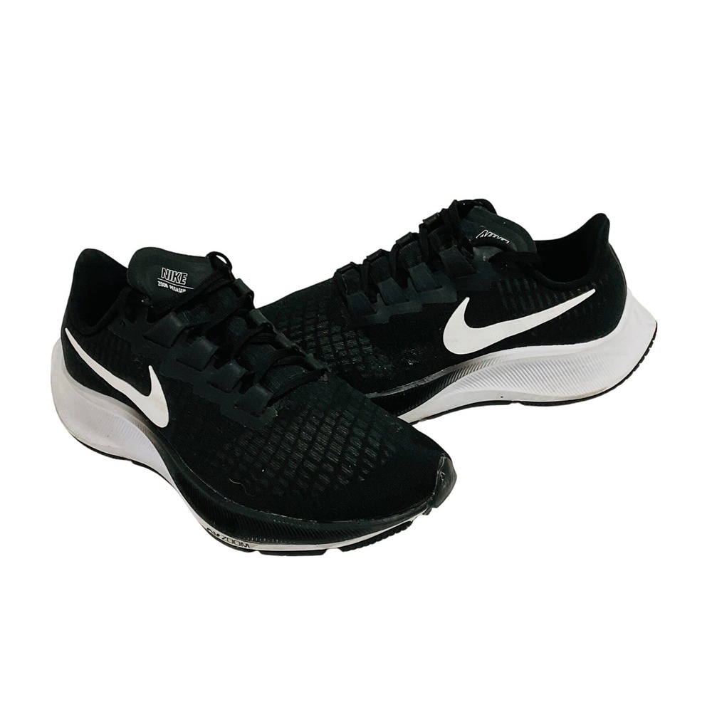 Nike Zoom Pegasus 37 BQ9647–002 women's size 8 running shoes black‎ white mesh